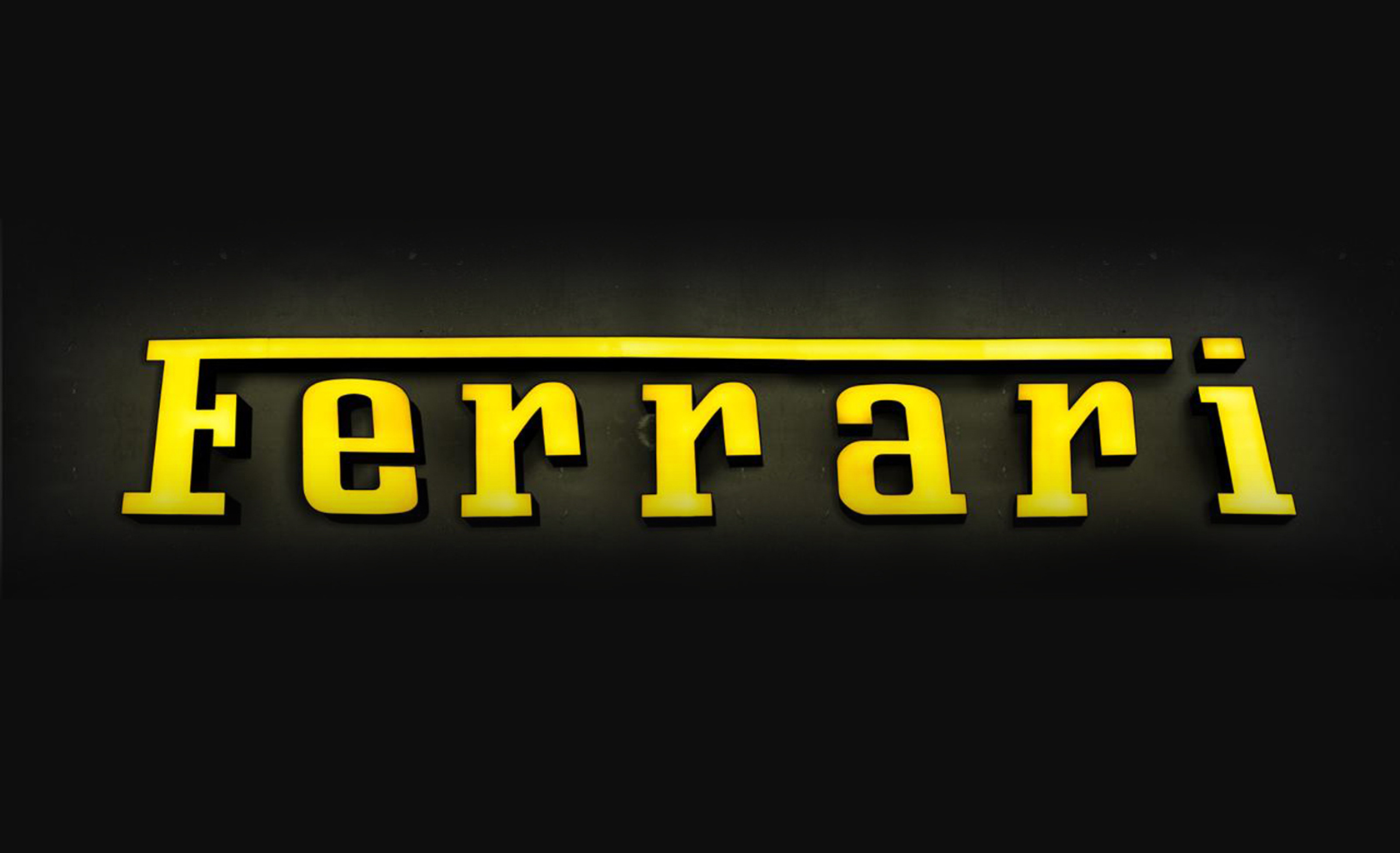 Monumental Ferrari dealer sign — full view
